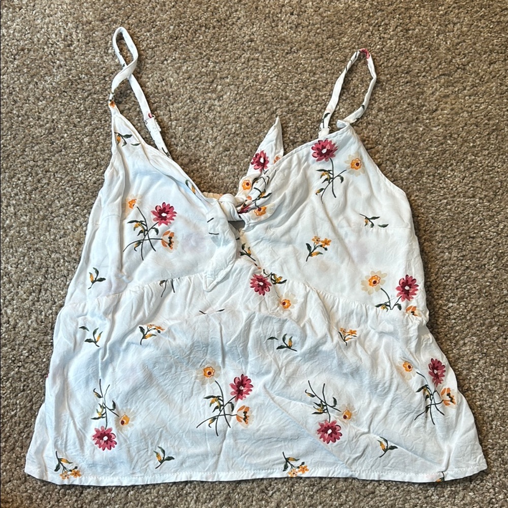 Hollister Floral White Tank Top